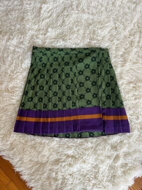 Urban Outfitters Green Mini Skirt with Purple & Gold Hem